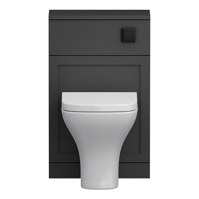 Milan Soft Black Framed 500mm WC Unit with Cistern, Matt Black Flush + Modern Pan