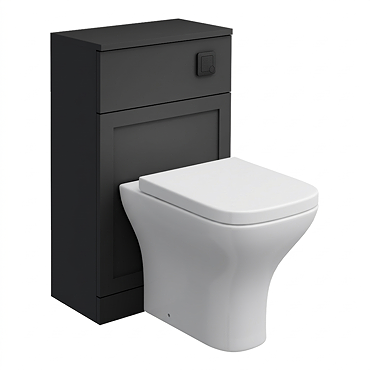 Milan Soft Black Framed 500mm WC Unit with Cistern, Matt Black Flush + Modern Pan