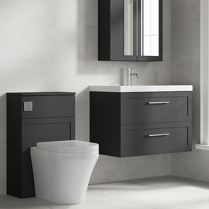 Milan Soft Black Framed 500mm Wide WC Unit