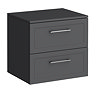 Milan Soft Black Framed 600mm Wall Hung 2-Drawer Countertop Vanity Unit