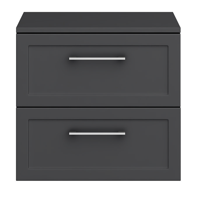 Milan Soft Black Framed 600mm Wall Hung 2-Drawer Countertop Vanity Unit