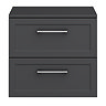 Milan Soft Black Framed 600mm Wall Hung 2-Drawer Countertop Vanity Unit