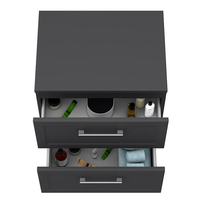 Milan Soft Black Framed 600mm Wall Hung 2-Drawer Countertop Vanity Unit