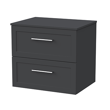 Milan Soft Black 600mm Wall Hung 2-Drawer Countertop Vanity Unit