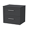 Milan Soft Black 600mm Wall Hung 2-Drawer Countertop Vanity Unit