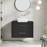 Milan Soft Black Framed 800mm Wall Hung 2-Drawer Countertop Vanity Unit