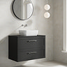 Milan Soft Black Framed 800mm Wall Hung 2-Drawer Countertop Vanity Unit