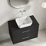 Milan Soft Black Framed 800mm Wall Hung 2-Drawer Countertop Vanity Unit