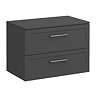 Milan Soft Black Framed 800mm Wall Hung 2-Drawer Countertop Vanity Unit