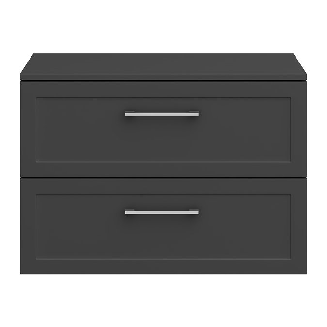 Milan Soft Black Framed 800mm Wall Hung 2-Drawer Countertop Vanity Unit