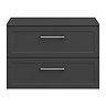Milan Soft Black Framed 800mm Wall Hung 2-Drawer Countertop Vanity Unit