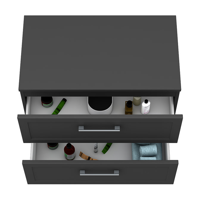 Milan Soft Black Framed 800mm Wall Hung 2-Drawer Countertop Vanity Unit