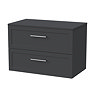 Milan Soft Black 800mm Wall Hung 2-Drawer Countertop Vanity Unit