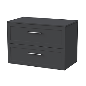 Milan Soft Black 800mm Wall Hung 2-Drawer Countertop Vanity Unit