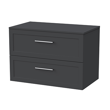 Milan Soft Black 800mm Wall Hung 2-Drawer Countertop Vanity Unit