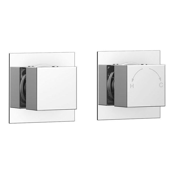 Milan Square Concealed Individual Diverter + Thermostatic Control Valve with Handset + 300mm Shower Head In Bathroom Large Image