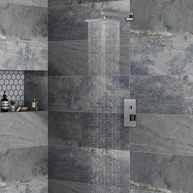 Milan Square Concealed Push-Button Valve + Rainfall Shower Head