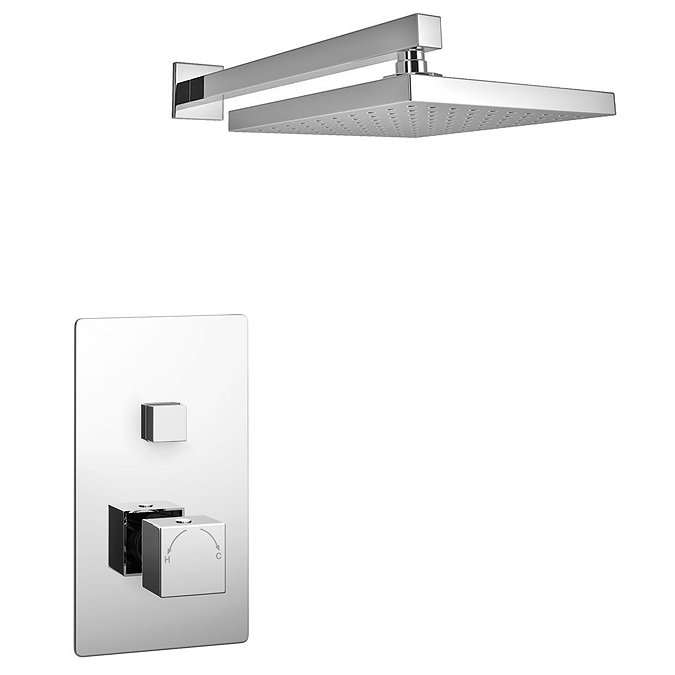 Milan Square Concealed Push-Button Valve + Rainfall Shower Head  Profile Large Image