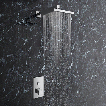 Milan Square Concealed Push-Button Valve + Rainfall Shower Head ...