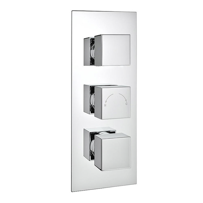 Milan Square Concealed Triple Shower Valve with Fixed Head & 4 Body Jets - Chrome Feature Large Imag