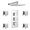 Milan Square Concealed Triple Shower Valve with Fixed Head & 4 Body Jets - Chrome In Bathroom Large