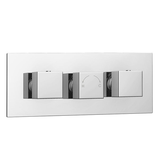 Milan Square Concealed Triple Shower Valve with Fixed Head & 4 Body Jets - Chrome  additional Large Image