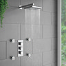 Milan Square Concealed Triple Shower Valve with Fixed Head & 4 Body Jets - Chrome