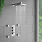 Milan Square Concealed Triple Shower Valve with Fixed Head & 4 Body Jets - Chrome