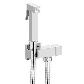 Milan Square Douche Shower Spray Kit with Bar Shut-Off Valve and Hose Chrome