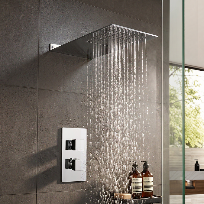 Milan Square Flat Dual Fixed Shower Head (Waterfall + Rainfall)