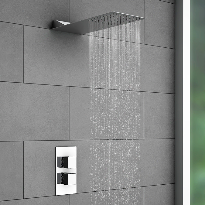 Milan Square Flat Fixed Shower Head (220 x 500mm)  Feature Large Image