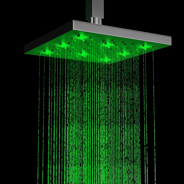 Milan 200 x 200mm Square LED Chrome Shower Head  Feature Large Image