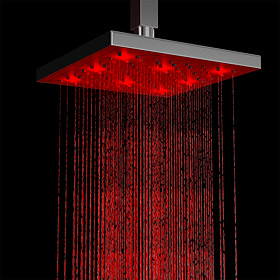 Milan 200 x 200mm Square LED Chrome Shower Head Large Image