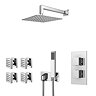 Milan Square Modern Shower System with Handset, 4 Body Jets + 200 x 200mm Shower Head Large Image