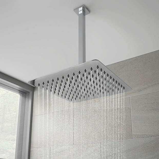 Milan Square Push-Button Ceiling Mounted Shower Pack (with Handset ...