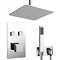 Milan Square Push-Button Ceiling Mounted Shower Pack (with Handset + Rainfall Shower Head) Large Ima