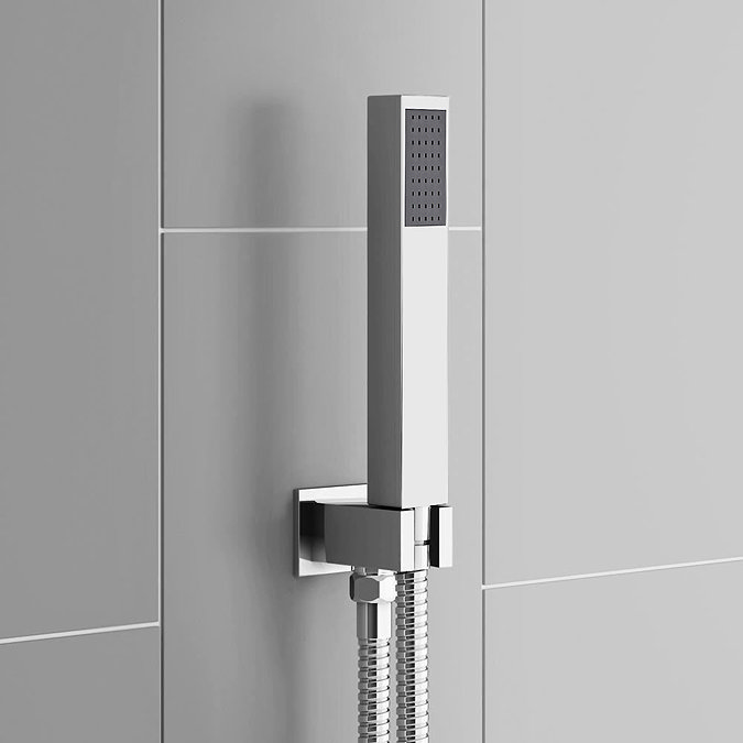 Milan Square Push-Button Shower Valve Pack with 2 Outlets (Handset + Rainfall Shower Head)  Profile 