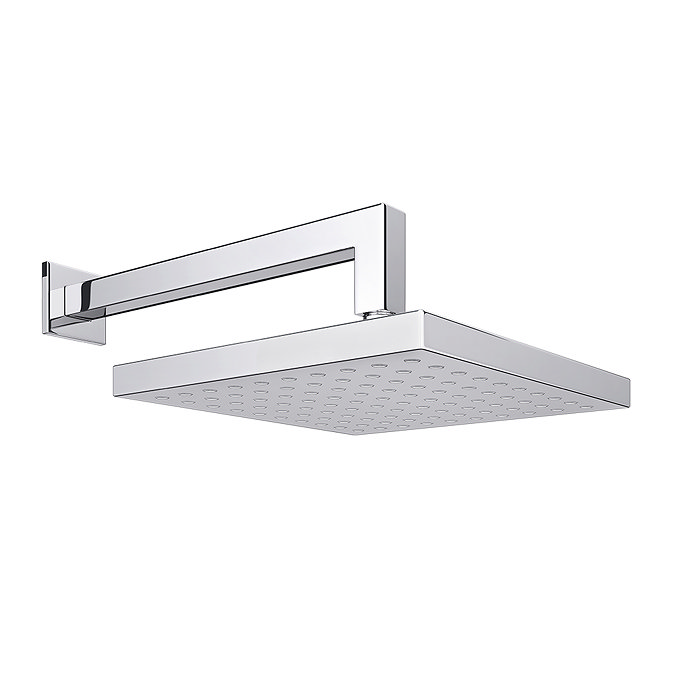 Milan Square Shower Head with Wall Mounted 90 Degree Bend Arm - 200x200mm  Profile Large Image