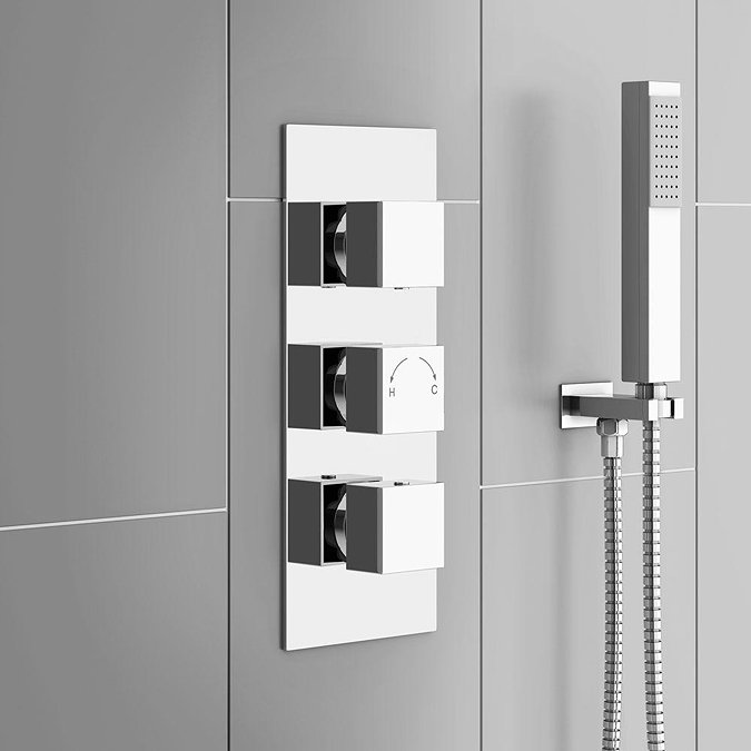 Milan Square Shower Package Inc. Flat Fixed Head + Handset Feature Large Image