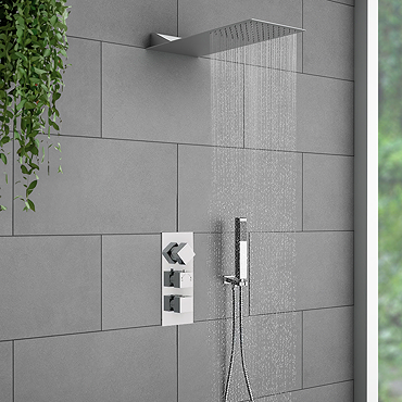 Milan Square Shower Package Inc. Flat Fixed Head + Handset Feature Large Image