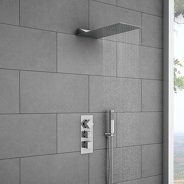 Milan Square Shower Package Inc. Flat Fixed Head + Handset Feature Large Image