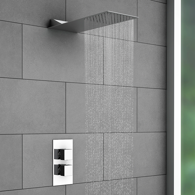 Milan Square Shower Package with Concealed Valve + Flat Fixed Shower Head Large Image