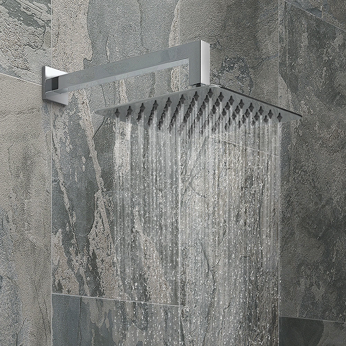 Milan Square Shower System (200mm Fixed Head, Handset + Integrated Parking Bracket) Feature Large I