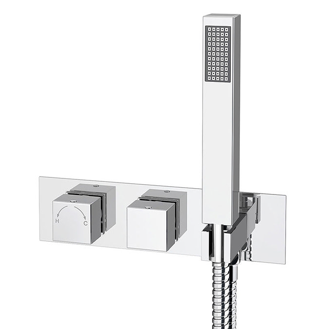 Milan Square Shower System (200mm Fixed Head, Handset + Integrated Parking Bracket)  Standard Large 