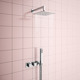 Milan Square Shower System (200mm Fixed Head, Handset + Integrated Parking Bracket) Large Image