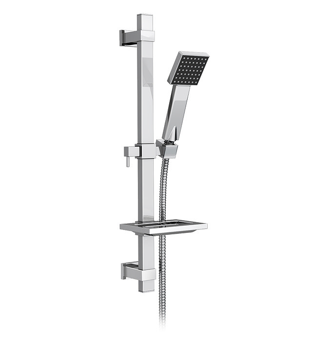Milan Square Slide Rail Kit with Soap Dish - Chrome