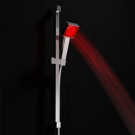 Milan Square Slider Rail Kit + LED Shower Handset Large Image