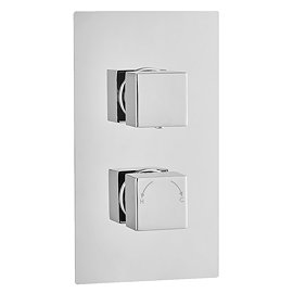 Milan Square Thermostatic 3-Way Concealed Shower Valve with Diverter - Chrome Large Image