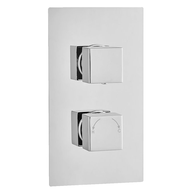 Milan Square Thermostatic 3-Way Concealed Shower Valve with Diverter - Chrome Large Image
