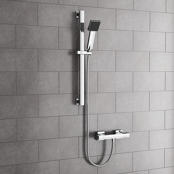 Milan Square Thermostatic Bar Shower Valve - Chrome  Feature Large Image